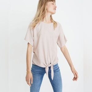 Madewell Striped Button-Back Short Sleeve T with Knot Tie Front Size S